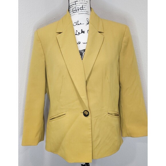 Black Label By Evan-Picone Jackets & Blazers - Black Label Evan Picone Mustard Yellow Long Sleeve Suit Jacket Blazer Size 12